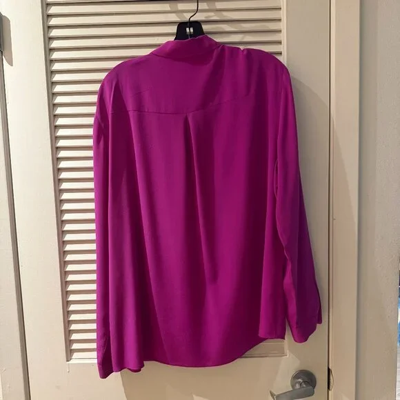 Sézane Ann Silk Blouse | Fuchsia Size EU 44 US 12| 100% Silk | Good Condition - Picture 4 of 10